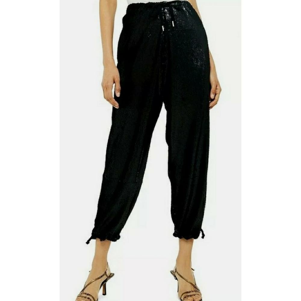 Topshop Idol Sequin Black Jogger Pants